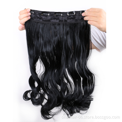 Factory 5 Clip Long curly Women Clip in Hair Extensions Black Brown High Temperature Synthetic Hair Piece